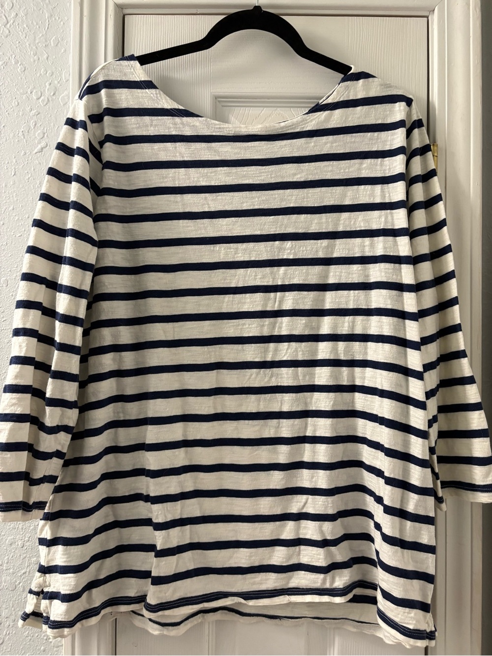 Old Navy Navy & White Striped Long-Sleeve Boatneck Top